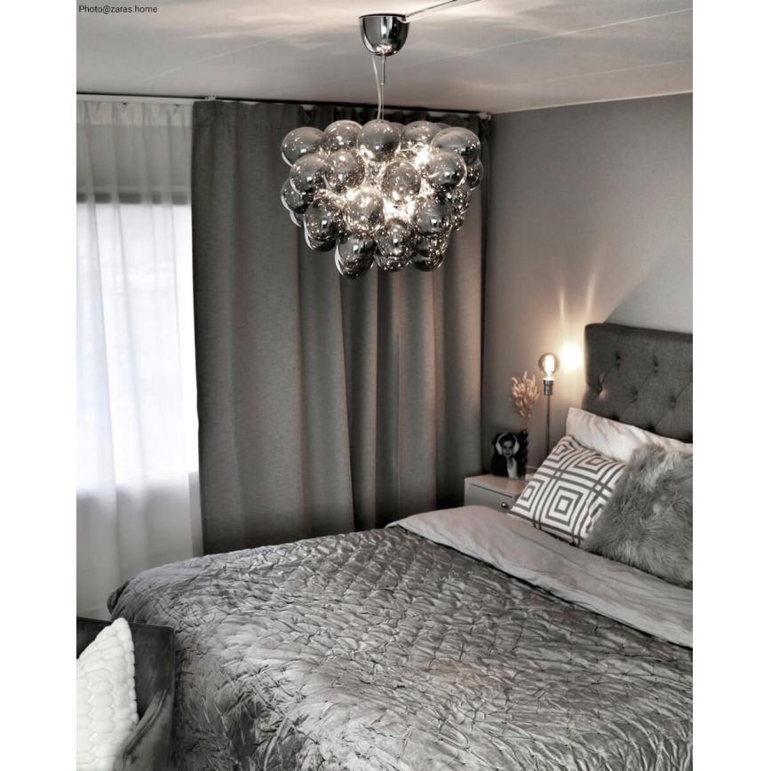 ByRydens - Chandelier on a string GROSS 8xG9/4W/230V smoky/black d. 50 cm