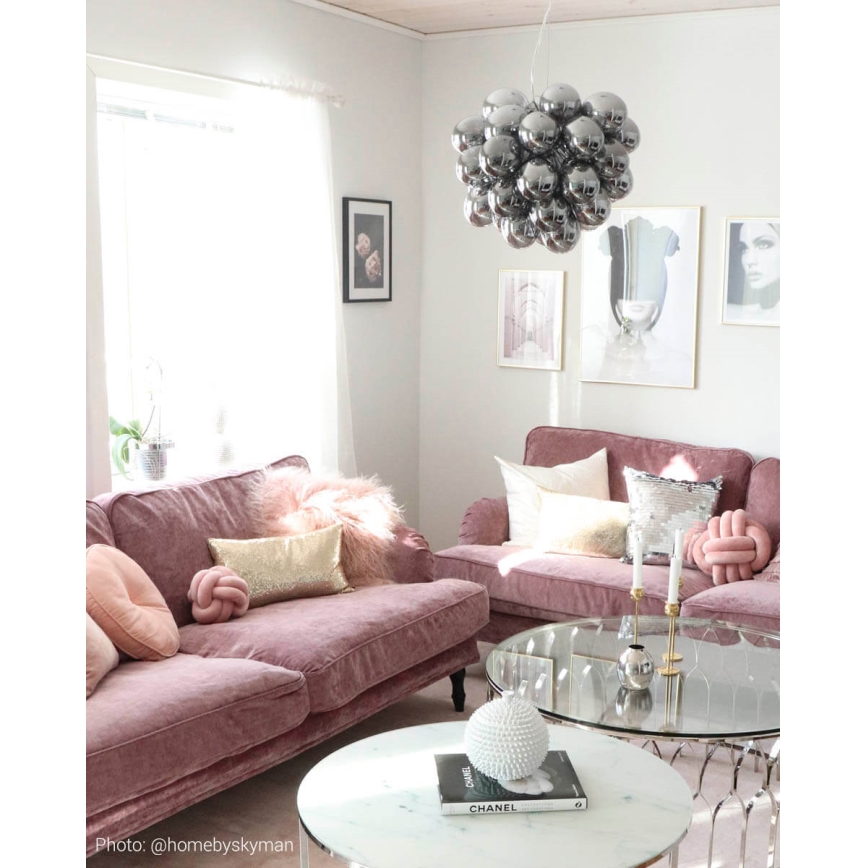 ByRydens - Chandelier on a string GROSS 8xG9/4W/230V smoky/black d. 50 cm