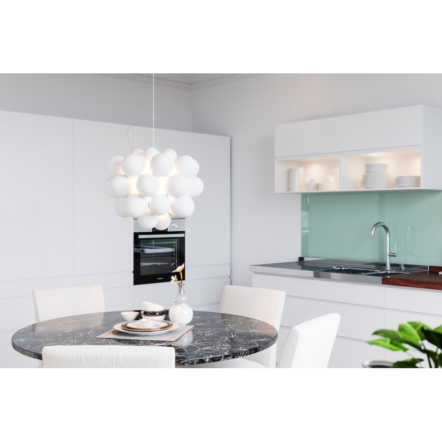 ByRydens - Chandelier on a string GROSS 8xG9/4W/230V white d. 50 cm