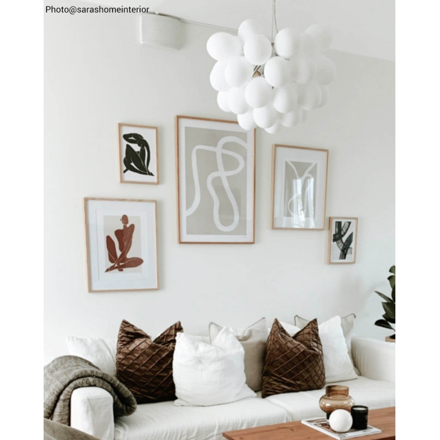 ByRydens - Chandelier on a string GROSS 8xG9/4W/230V white d. 50 cm