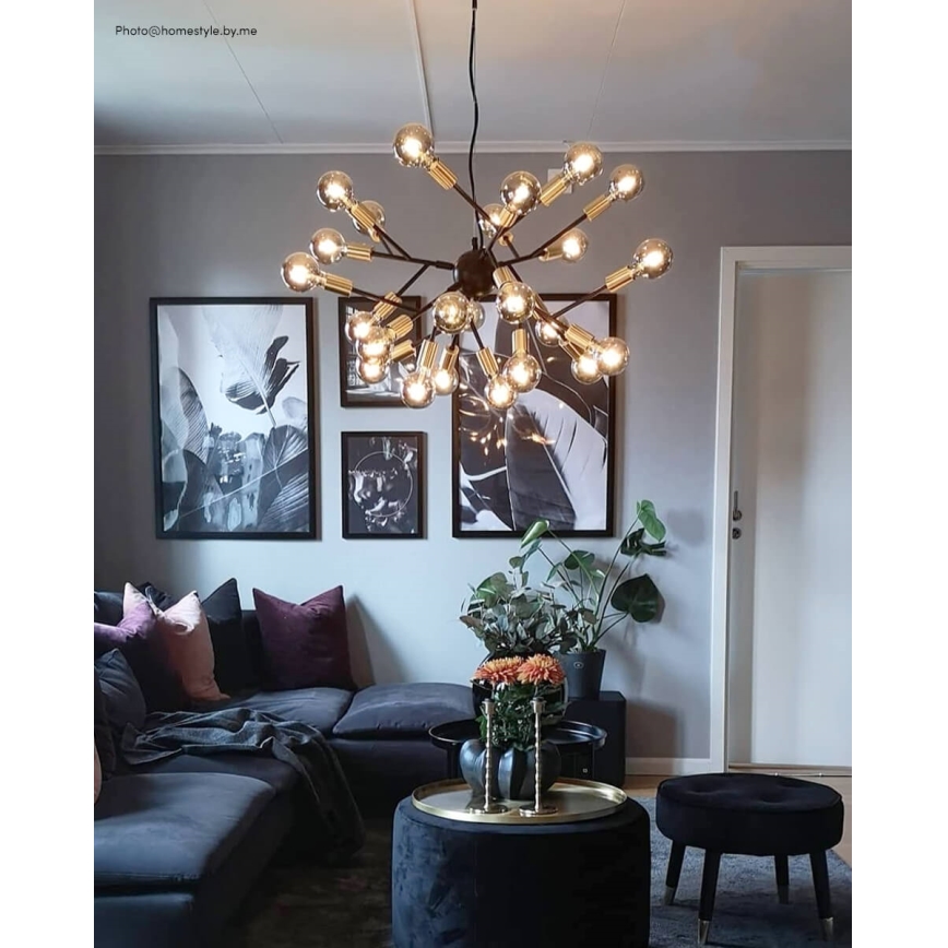 ByRydens - Chandelier on a string HEROES 24xE27/5W/230V black d. 80 cm