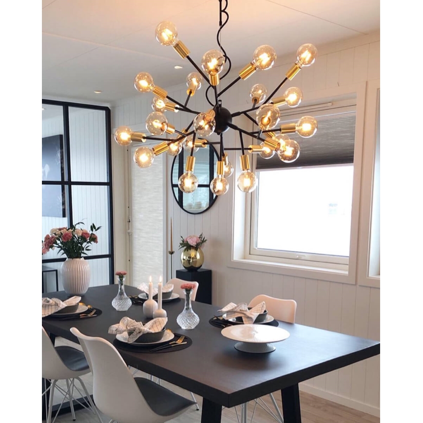 ByRydens - Chandelier on a string HEROES 24xE27/5W/230V black d. 80 cm