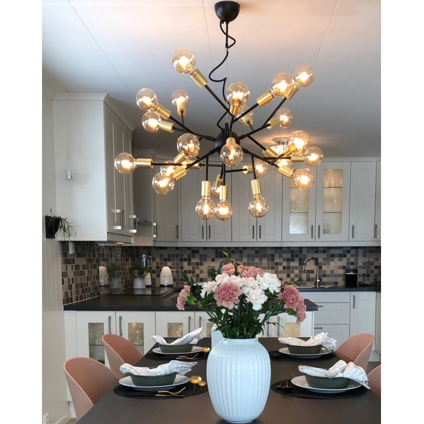 ByRydens - Chandelier on a string HEROES 24xE27/5W/230V black d. 80 cm