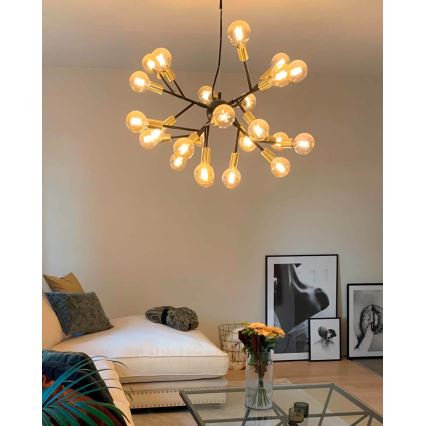 ByRydens - Chandelier on a string HEROES 24xE27/5W/230V black d. 80 cm