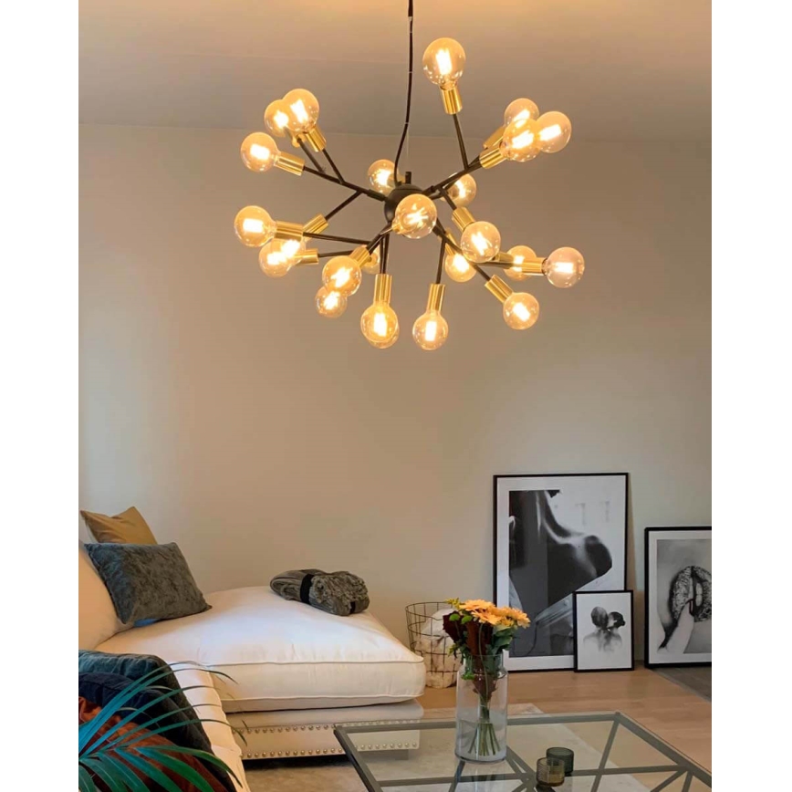 ByRydens - Chandelier on a string HEROES 24xE27/5W/230V black d. 80 cm