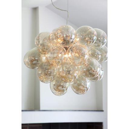 ByRydens - Chandelier on a string GROSS GRANDE 8xG9/4W/230V smoky/brown d. 62 cm