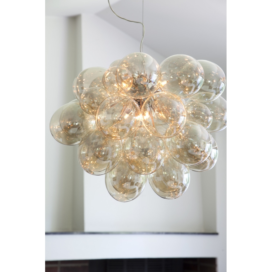 ByRydens - Chandelier on a string GROSS GRANDE 8xG9/4W/230V smoky/brown d. 62 cm
