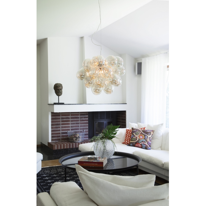 ByRydens - Chandelier on a string GROSS GRANDE 8xG9/4W/230V smoky/brown d. 62 cm