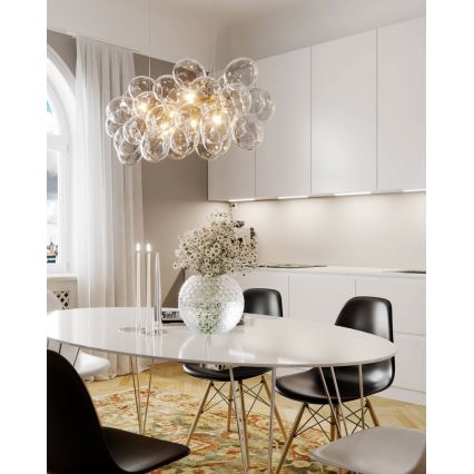 ByRydens - GROSS BAR Cable-Suspended Chandelier 8xG9/4W/230V, Clear Glass