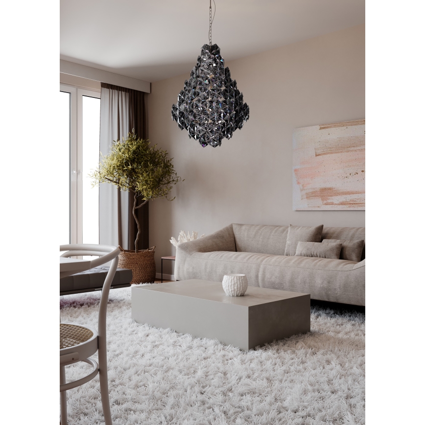 ByRydens - Chandelier on a chain MONARQUE GRANDE 11xE14/5W/230V black d. 58 cm