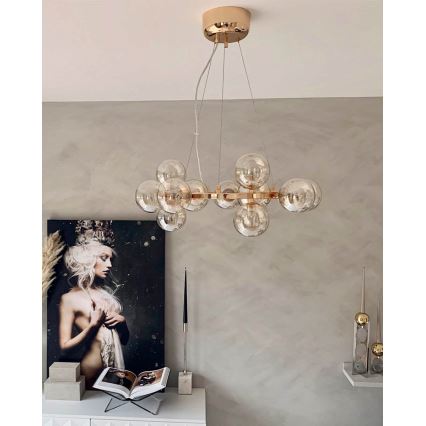 ByRydens - Chandelier on a string SPLENDOR 15xG9/5W/230V smoky/brown d. 58 cm