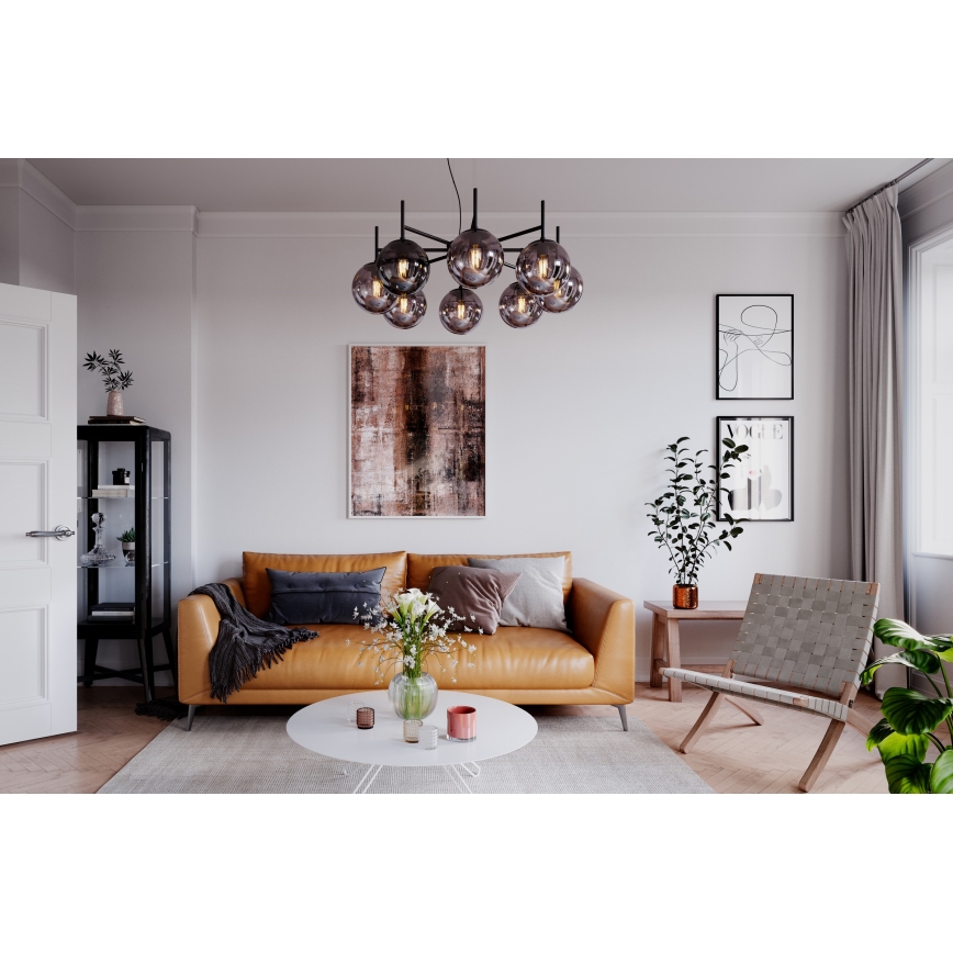 ByRydens - Chandelier on a string BOYLE 8xE27/5W/230V smoky/black d. 83 cm
