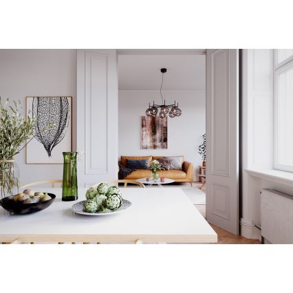 ByRydens - Chandelier on a string BOYLE 8xE27/5W/230V smoky/black d. 83 cm