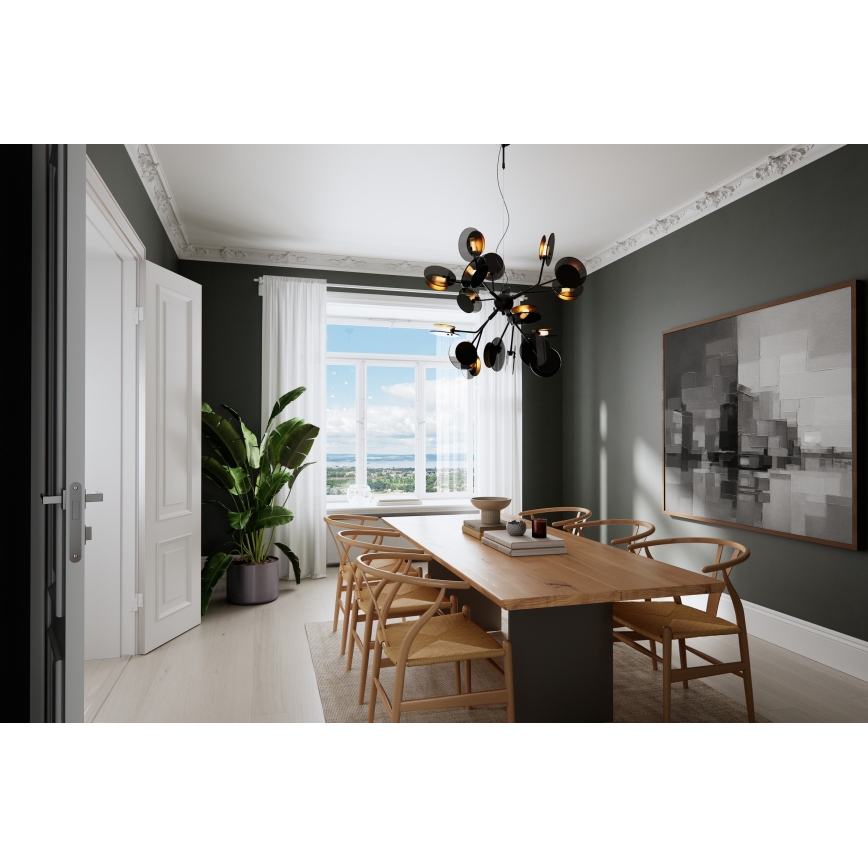 ByRydens - Chandelier on a string TURNO 18xG9/4W/230V gold/black d. 80 cm