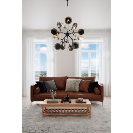 ByRydens - Chandelier on a string TURNO 18xG9/4W/230V gold/black d. 80 cm