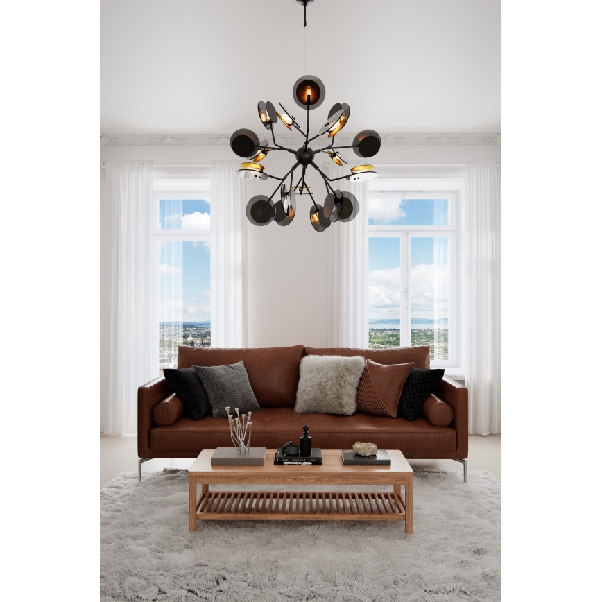 ByRydens - Chandelier on a string TURNO 18xG9/4W/230V gold/black d. 80 cm