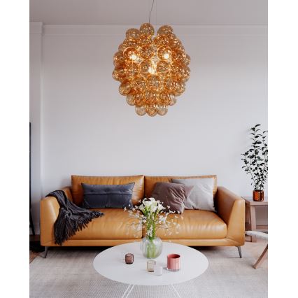 ByRydens - Chandelier on a string DELUXE 4xE14/5W/230V smoky/brown d. 64 cm