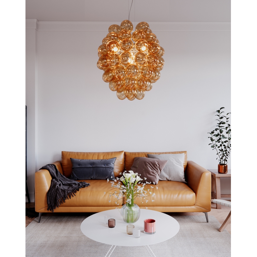 ByRydens - Chandelier on a string DELUXE 4xE14/5W/230V smoky/brown d. 64 cm