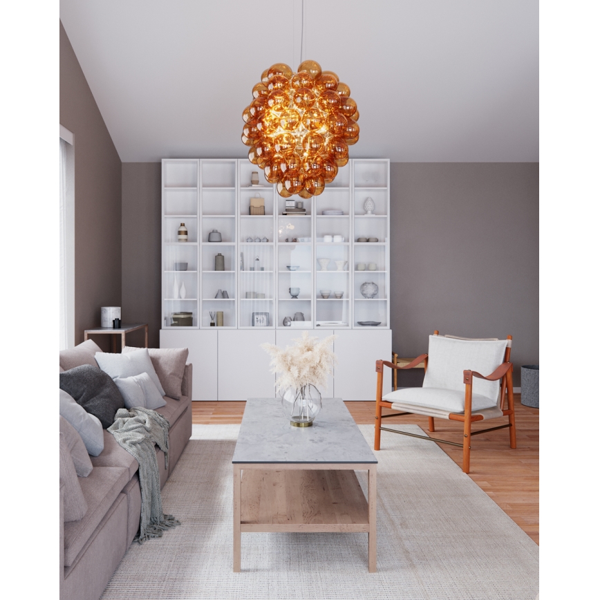ByRydens - Chandelier on a string DELUXE 4xE14/5W/230V smoky/brown d. 64 cm