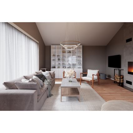 ByRydens - TRIONE LED Cable-hung Pendant, 45W/230V, Beige, Ø 80 cm