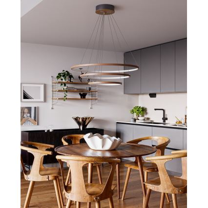 ByRydens - TRIONE LED/45W/230V cable-suspended pendant light, brown, Ø 80 cm