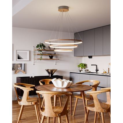 ByRydens - TRIONE LED/45W/230V cable-suspended pendant light, brown, Ø 80 cm