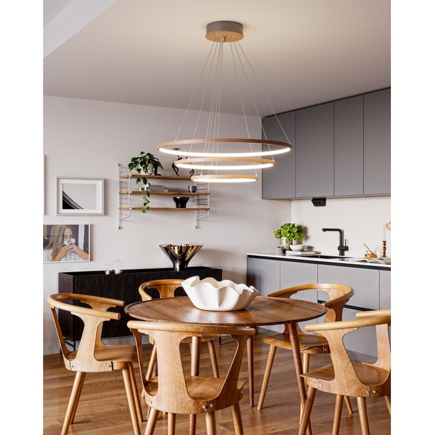 ByRydens - TRIONE LED/45W/230V cable-suspended pendant light, brown, Ø 80 cm