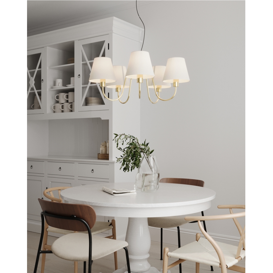 ByRydens - LYNF Cable Pendant Light 5x E14/8W/230V, Brass/White