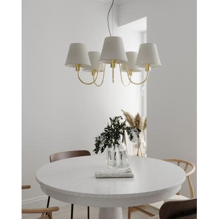 ByRydens - LYNF Cable Pendant Light 5x E14/8W/230V, Brass/White
