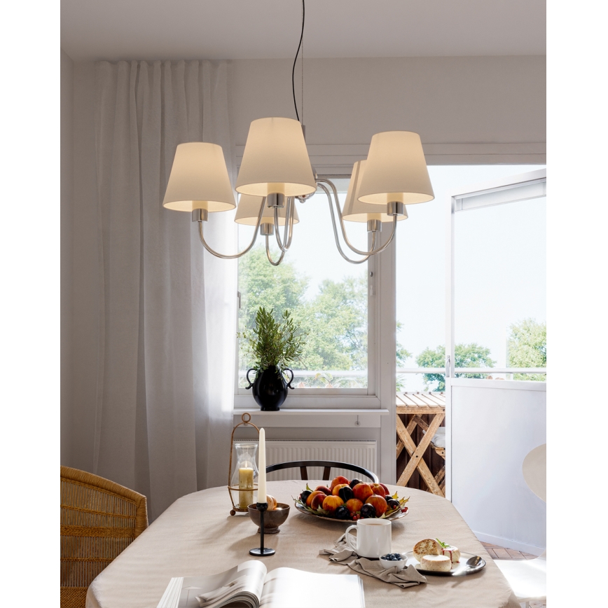 ByRydens - LYNF cable pendant 5xE14/8W/230V glossy chrome/white