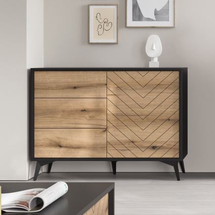 Cabinet DIAMOND 77x104 cm black/oak evoke