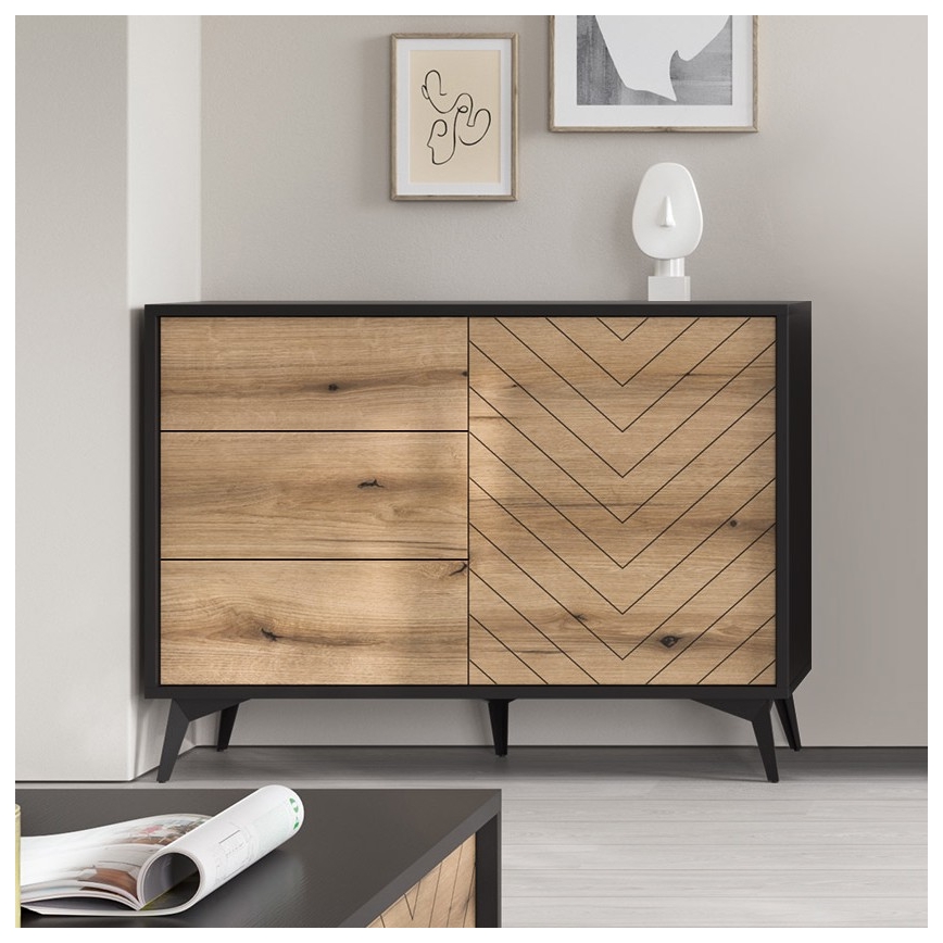 Cabinet DIAMOND 77x104 cm black/oak evoke