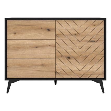 Cabinet DIAMOND 77x104 cm black/oak evoke