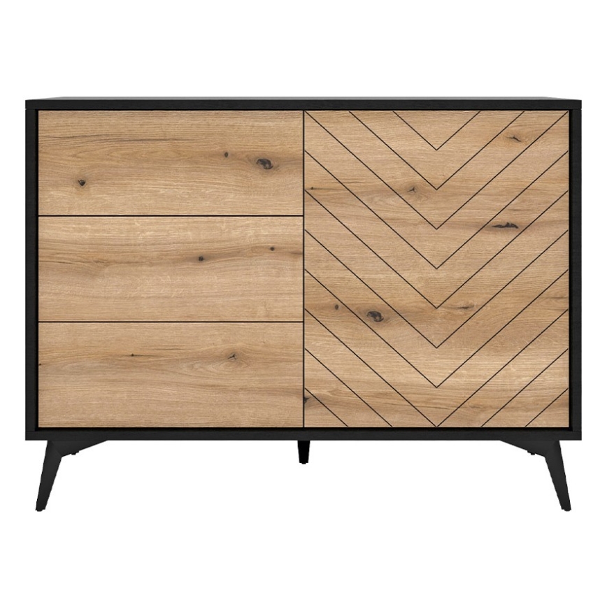 Cabinet DIAMOND 77x104 cm black/oak evoke