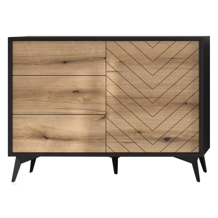 Cabinet DIAMOND 77x104 cm black/oak evoke