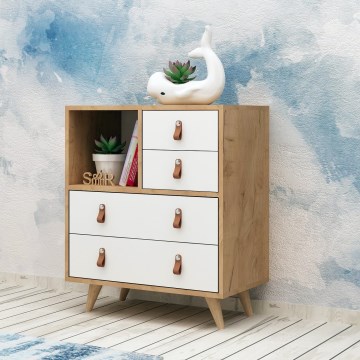 Cabinet FALLOW 89x70 cm white/brown