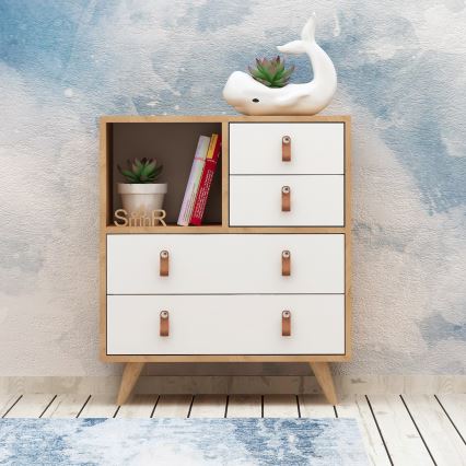 Cabinet FALLOW 89x70 cm white/brown