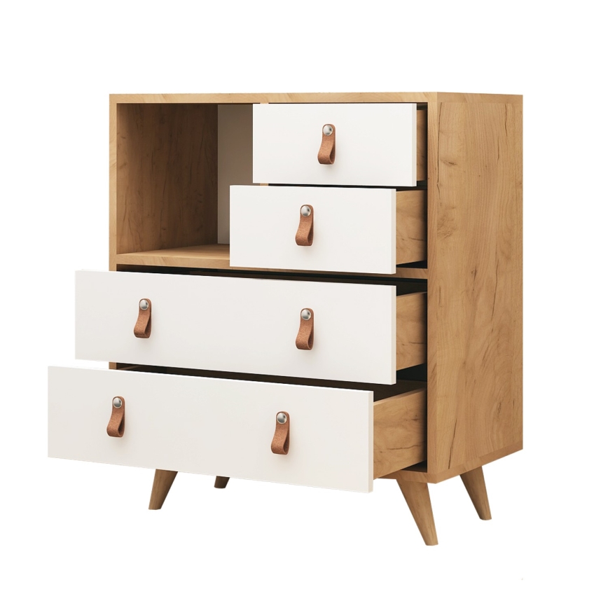 Cabinet FALLOW 89x70 cm white/brown