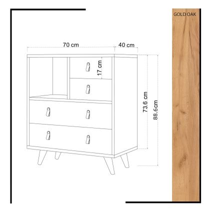 Cabinet FALLOW 89x70 cm white/brown