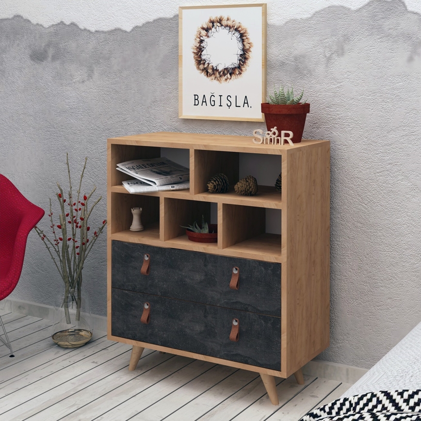 Cabinet MARCO 85,6x70 cm anthracite/brown