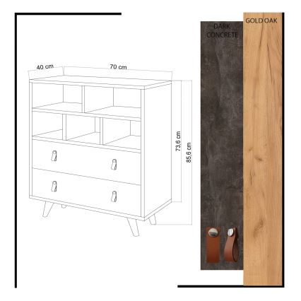 Cabinet MARCO 85,6x70 cm anthracite/brown