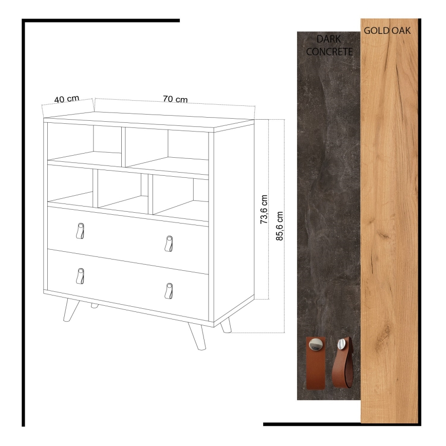 Cabinet MARCO 85,6x70 cm anthracite/brown