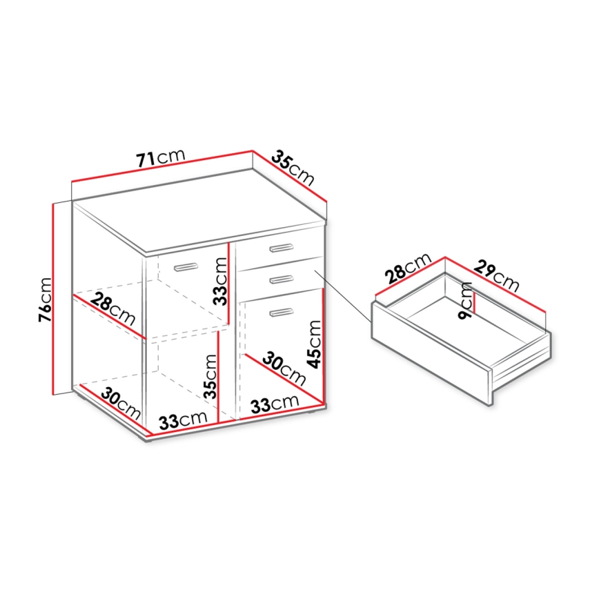 Cabinet MIKE 76x71 cm white