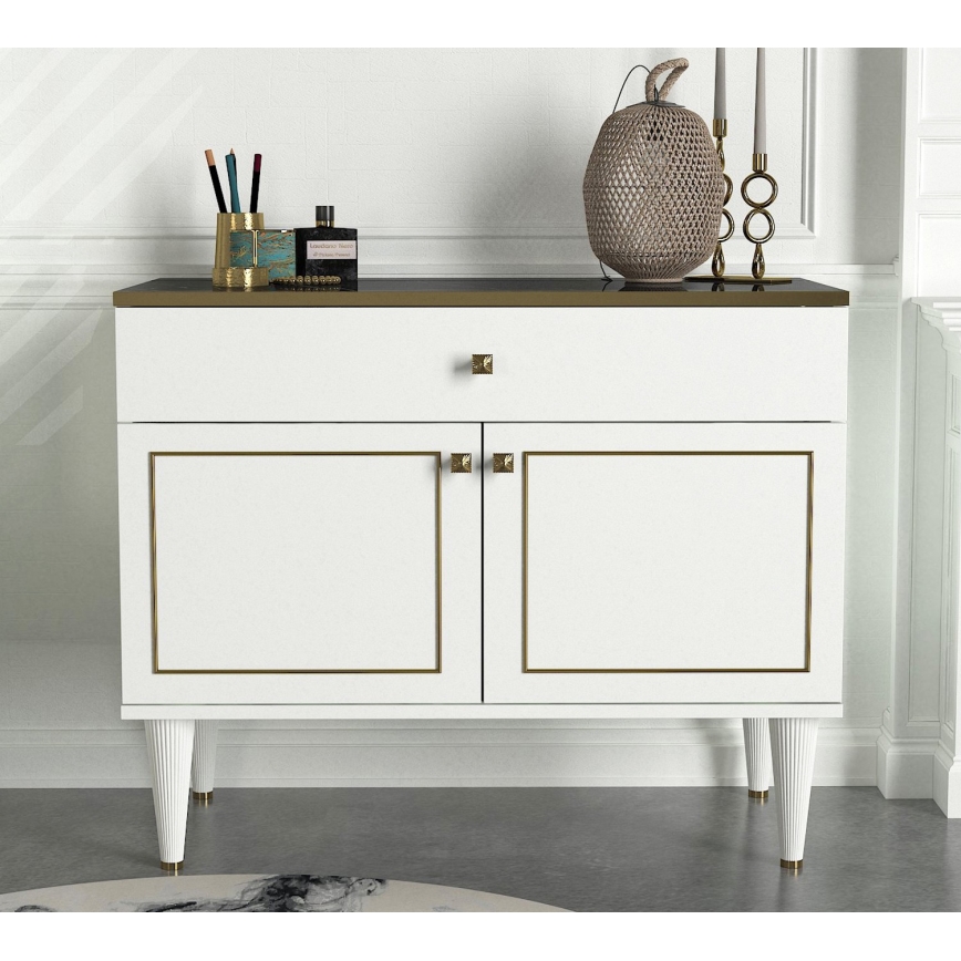 Cabinet RAVENNA 76x90 cm white/gold