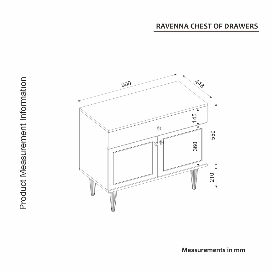 Cabinet RAVENNA 76x90 cm white/gold