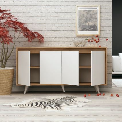 Cabinet SHANS 86x140 cm brown/white