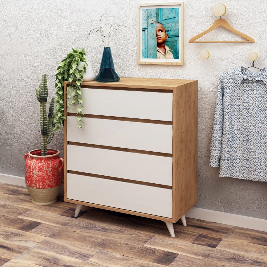 Cabinet SUVERA 86x70 cm white/beige
