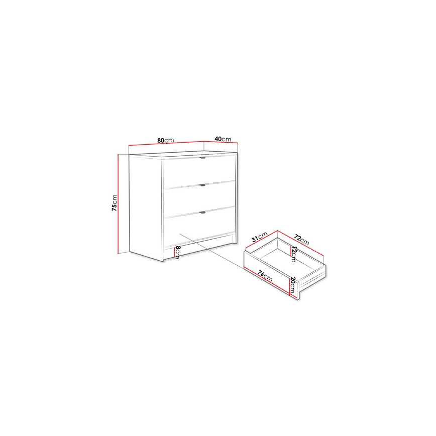 Cabinet TIRENO 75x80 cm black