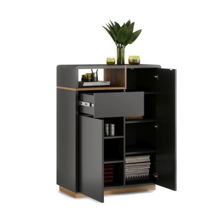 Cabinet with drawer FRED anthracite/oak artisan