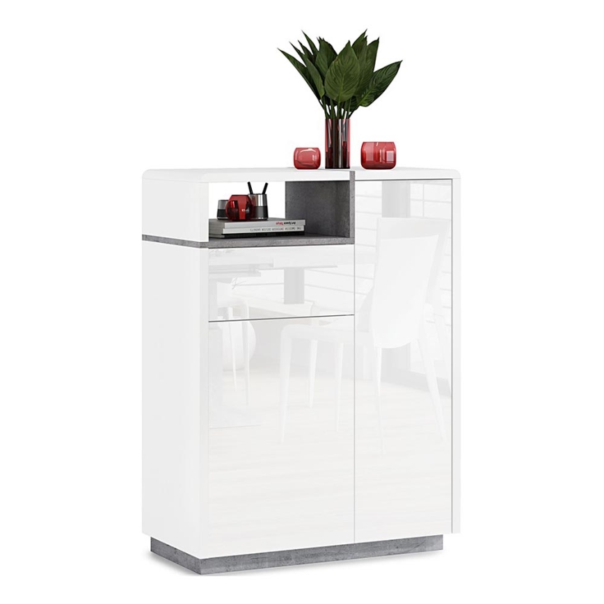 Cabinet with drawer FRED white/grey